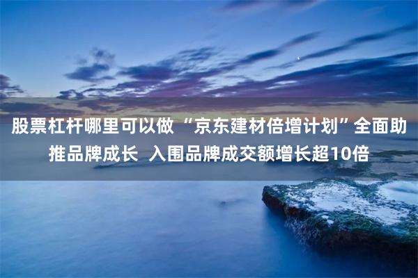 股票杠杆哪里可以做 “京东建材倍增计划”全面助推品牌成长  入围品牌成交额增长超10倍