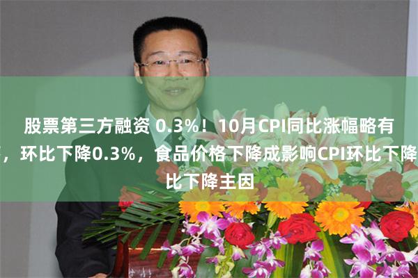 股票第三方融资 0.3%！10月CPI同比涨幅略有回落，环比下降0.3%，食品价格下降成影响CPI环比下降主因