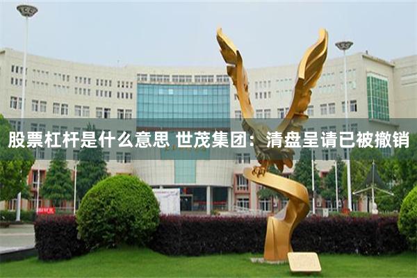 股票杠杆是什么意思 世茂集团：清盘呈请已被撤销