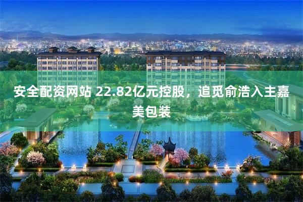 安全配资网站 22.82亿元控股，追觅俞浩入主嘉美包装
